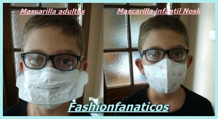 antes y después de las mascarillas infantiles de Nosk España 