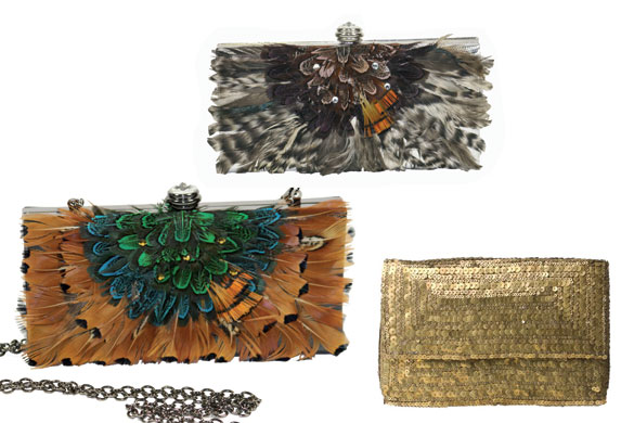 plumas-41 Carteras de plumas de Tantra y clutch dorado de Armand Bassi