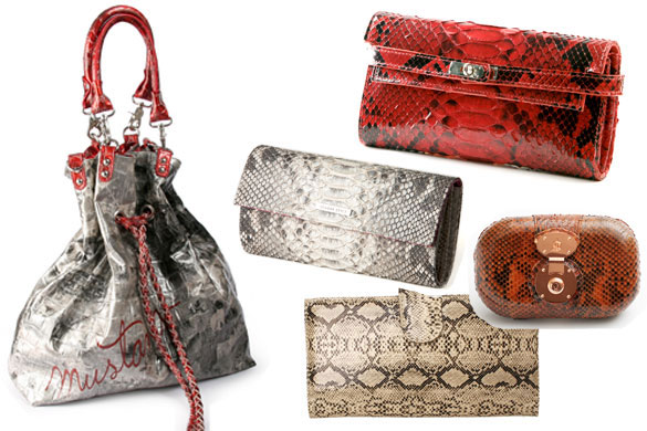 reptil-6111 Bolsos plateado y rojo de Mustang, Clutch de Sendra, Cartera XXL de Blanco