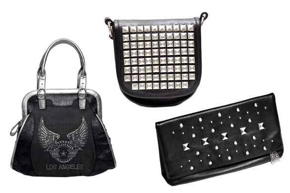 rock-71 Bolso negro y plata de Tantra, Clutch de H&M y bandolera de Hazel