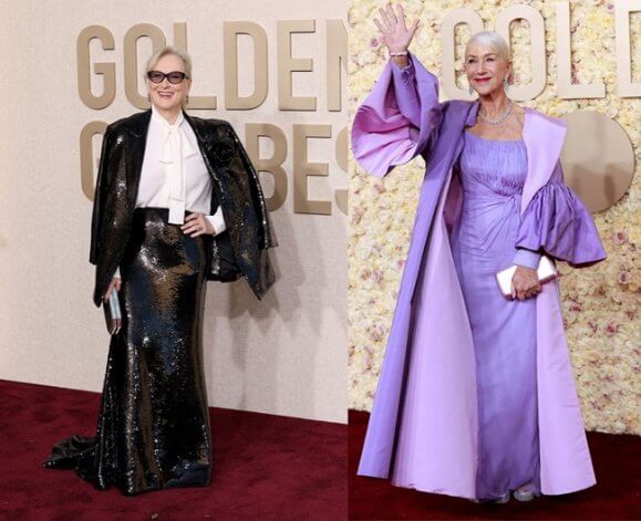 Los deslumbrantes looks de Meryl Streep y Helen Mirren en los Globos de Oro 2024: un estudio de estilo